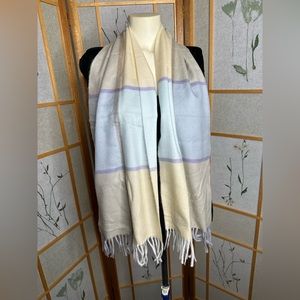Weavers Workshop wool Plaid scarf in pastel colors. made in Japan